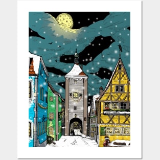 Rothenburg ob der Tauber Germany at Christmas Posters and Art